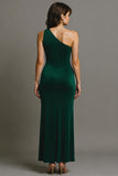 Dark Green Sheath One Shoulder Formal Dress With Slit