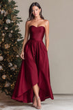 Burgundy A-Line Sweetheart Long Formal Dress