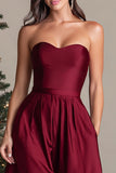 Burgundy A-Line Sweetheart Long Formal Dress
