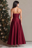 Burgundy A-Line Sweetheart Long Formal Dress