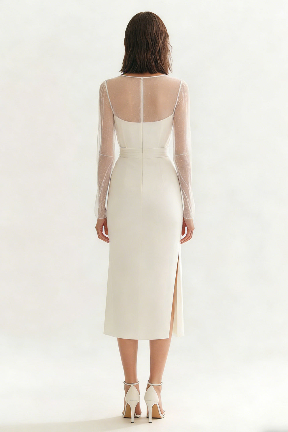 long sleeve midi graduation dresses white grad dress sleeves Wedtrend Women Elegant White Graduation Dress with Lace A Line Long Sleeves Boho Maxi Dress WEDTREND