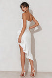 Chic Strapless Mini White Dress with Ruffles