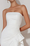 Chic Strapless Mini White Dress with Ruffles