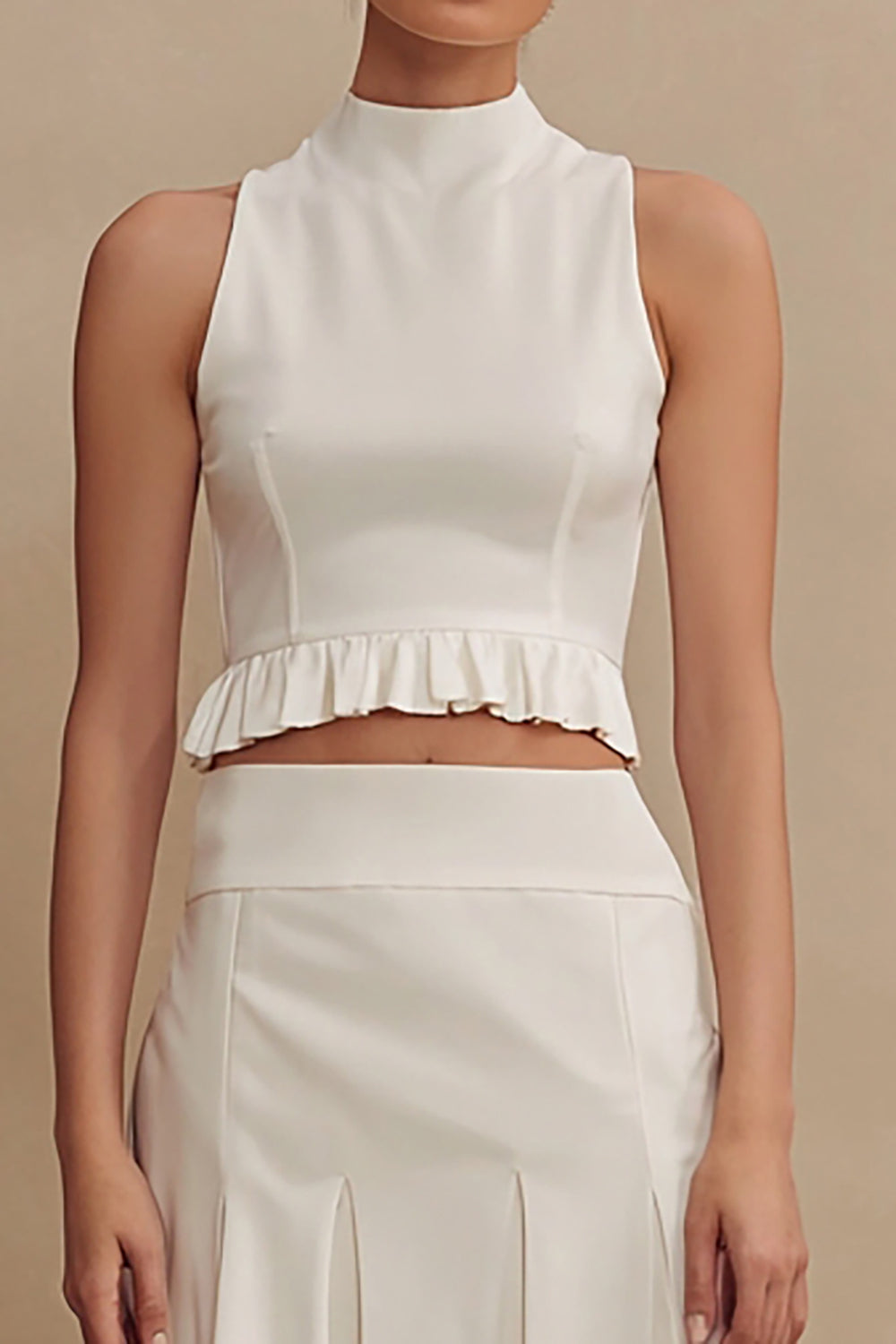 Berylove Women High Neck Midi White Dress Elegant 2 Piece A Line Graduation Dress with Ruffles, Ivory / US8 Berylove Women High Neck Midi White Dress Elegant 2 Piece A Line Graduation Dress with Ruffles, Ivory / US8
