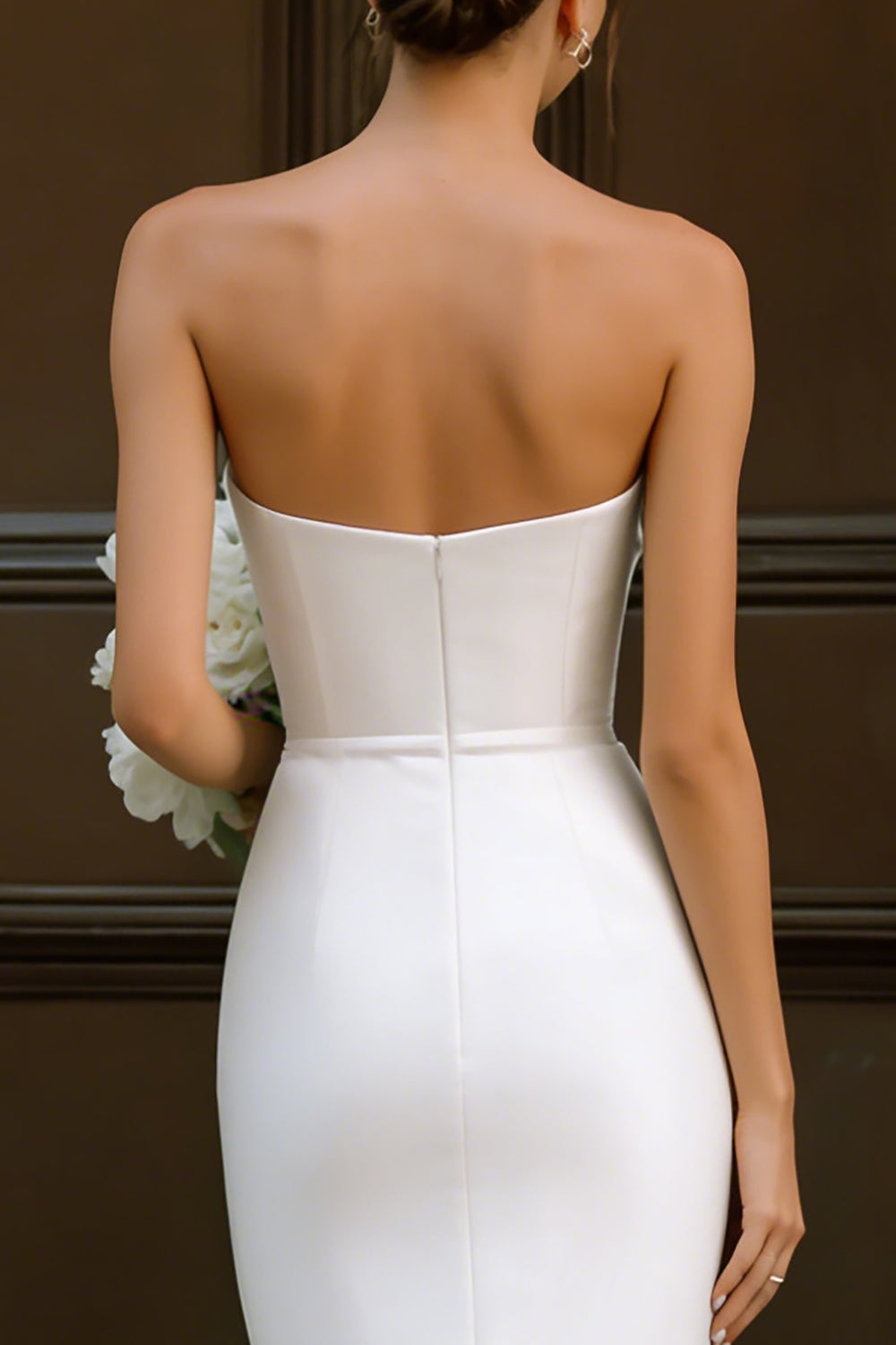 Berylove Women Bodycon Engagement Dress Simple Strapless Midi White Dress, White / US8 Berylove Women Bodycon Engagement Dress Simple Strapless Midi White Dress, White / US8