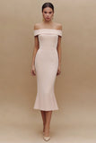 Off the Shoulder Mermaid White Midi Engagement Dress
