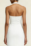 Sheath Halter Midi White Dress