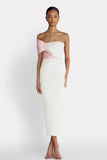 Ivory One Shoulder Bodycon Midi Engagement Dress