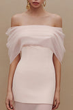Ivory Off the Shoulder Mermaid Ruched Maxi Engagement Dress