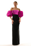 Simple Black and Fuchsia Maxi Formal Dress
