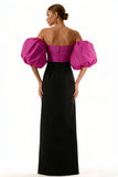 Simple Black and Fuchsia Maxi Formal Dress