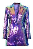Sparkly Purple Notched Lapel Prom Blazer