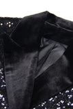 Black Sequin Peak Lapel Double Breasted Prom Blazer