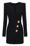 Black Single Breasted Bodycon Blazer Dress