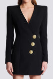 Black Single Breasted Bodycon Blazer Dress