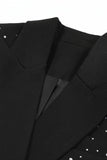 Peak Lapel Black Beaded Women Prom Cropped Blazer