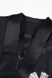 Black Shawl Lapel Prom Cropped Blazer With Bows