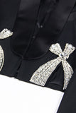 Black Shawl Lapel Prom Cropped Blazer With Bows