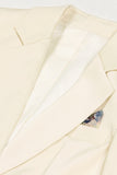2 Piece Notched Lapel Ivory Women Suits With Belt
