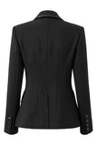 Black Notched Lapel Beaded Double Breasted Blazer