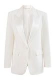 Black Peak Lapel One Button Women Business Blazer