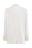 Black Peak Lapel One Button Women Business Blazer