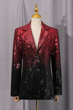 Sparkly Black Red 2 Piece Notched Lapel Women Prom Suits
