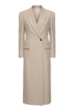 Kahki Sheath Peak Lapel Long Women Trench Coat