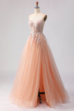 Sage Green A Line Appliqued Corset Sequin Prom Dress
