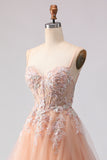 Sage Green A Line Appliqued Corset Sequin Prom Dress