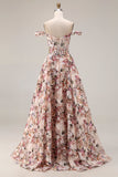 Off the Shoulder Corset Desert Rose Floral Prom Dress