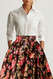 White and Black Pink Floral A Line Maxi Wedding Guest Dress