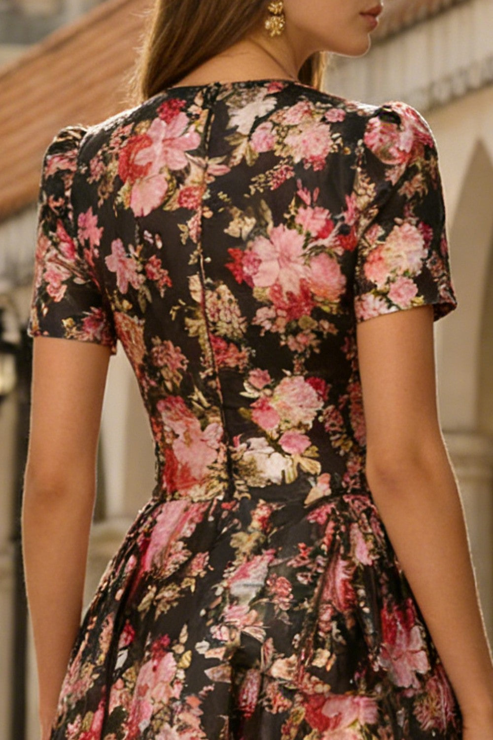 black and pink wedding guest dress Black Floral Bridesmaid Dress, Prairie Dress, Wedding Guest Dress, Simple Party Dresses, Spaghetti Straps Gown, Chiffon Dress