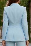 Peaked Lapel 2 Piece Sky Blue Slim Fit Women Suits