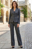 Notched Lapel Dark Grey 2 Piece Classic Women Suits