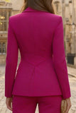 Peaked Lapel 2 Piece Fuchsia Women Suits