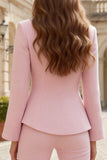 Light Pink Satin Single Buckle Stylish 2 Piece Women Suits