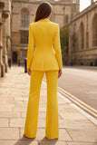 Yellow Peaked Lapel 2 Piece Slim Fit Women Suits