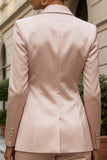 Light Pink Peaked Lapel 2 Piece Satin Women Suits