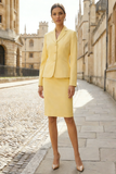 Light Yellow Notched Lapel 2 Piece Short Work Dress