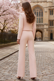 Peaked Lapel Satin Light Pink Women Suits with Pearls
