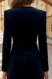 Long Sleeve Navy Bodycon Short Work Dress