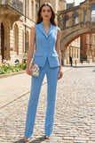 Peaked Lapel Blue 2 Piece Slim Fit Women Suits