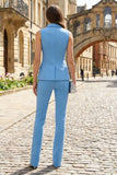 Peaked Lapel Blue 2 Piece Slim Fit Women Suits