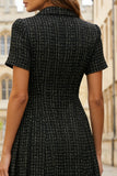 Black Notched Lapel A Line Short Work Dress