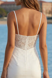 Mermaid Ruched Lace Ruffled White Dress