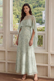 2 Piece A Line Dusty Sage Floral Wedding Guest Dress