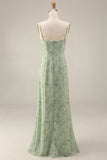 2 Piece A Line Dusty Sage Floral Wedding Guest Dress