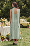 Floral 2 Piece A Line Dusty Sage Wedding Guest Dress