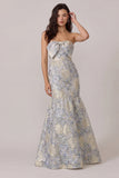 Strapless Bowed Mermaid Dusty Blue Wedding Guest Dress